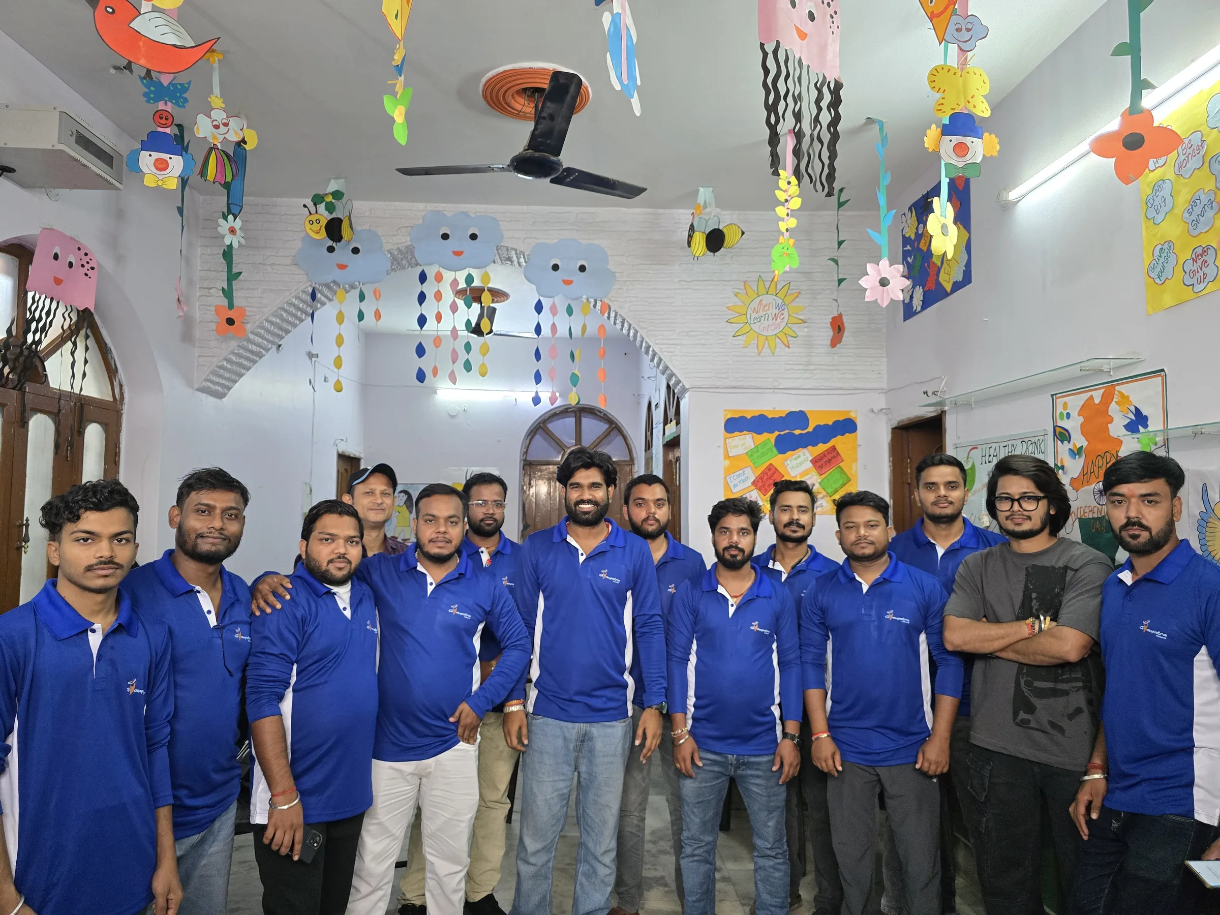 Gyanpatra volunteers together in their team shirts