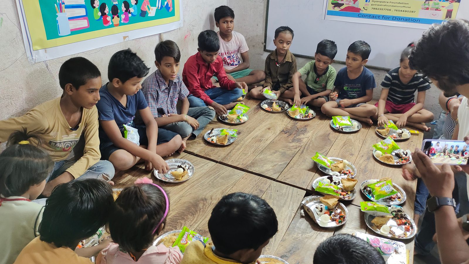 Children sharing a meal together